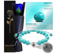 Preserved Rose Gifts for Her,Eternal Real Rose with Stem,Forever Infinity Rosebox,Romantic Bouquet of Flowers for Mother's Day Valentine's Day Christmas Thanksgiving Mother Grandmother Birthday(Blue)