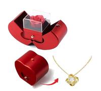 Preserved Rose Gifts with Four Leaf Grass Necklace and To My Love Card, Creative Gifts For Women, Wives, Mothers, Suitable For Valentine'S Day, Birthdays And Anniversaries To Express Love (B)