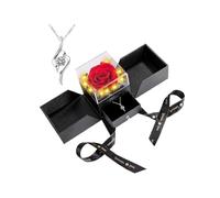 Preserved Rose with Necklace, Eternal Flowers Rose Gifts for Women [Mom Wife Girlfriend Bestie Sister] on Mothers Day Valentines Christmas Birthday Anniversary Romantic Gifts for Her (Cupid's Arrow)