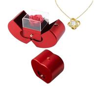 Preserved Rose with Necklace, To My Love Red Rose Valentine's Day Gift Set for Her, Complete with Jewelry Box & Card, Romantic Gifts for Girlfriend, Wife, Mom (Gold)