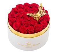 Preserved Roses Forever Flowers Real Roses in a Box Mother's Day Birthday Flowers for Her Mom Women Wife Valentine's Day, Red, 27 Piece