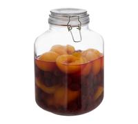 Relaxdays 3 L Preserving Glass Jar, Clip Lock Seal & Rubber Band, Airtight Transparent Food Storage Container, XXL, 24 x 15 x 15 cm