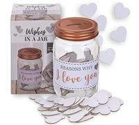 Preserving Jar of Love Wishes - Reasons Why I Love You - with 50 Writable Cardboard Hearts - Approx. 12 x 7.5 cm - Loving Wish Jar