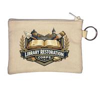Preserving Knowledge and Historic Buildings Key Chain Coin Purse Beige