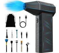 Preshwous Turbo Dryer Blower for Car, 130000RPM Jet Dry Blower, 3 Gear Portable Compressed Air Duster with Brush Set, Electric Air Duster for Car, Keyboard Computer Cleaning