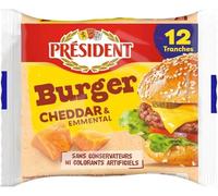 President Burger Cheddar & Emmental cheeses 12 x slices 200g - pack of 4