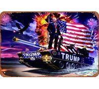 President Donald J Trump Tank Republican Art Vintage Funny Tin Sign Metal Tin Sign 8X12 Inch for Cafe Bar Bedroom Wall Decorative