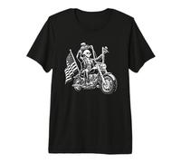 President George Washington on a Motorcycle USA Flag Design Premium T-Shirt
