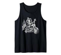 President George Washington on a Motorcycle USA Flag Design Tank Top