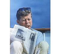 President JFK Kennedy Cigar Newspaper Photo Art Print Canvas Premium Wall Decor Poster Mural