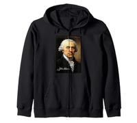 President John Adams Portrait with Signature Zip Hoodie