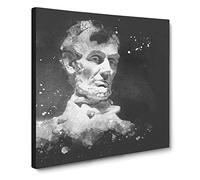 President Lincoln Memorial Paint Splash Canvas Print | Gallery Wrapped 30mm Frame Wall Art | 20x20 inches | Ready to Hang | Modern Picture | Living Room Bedroom Lounge Office