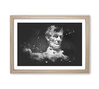 President Lincoln Memorial Paint Splash Framed Print | A2 Oak Framed Wall Art | Ready to Hang | Modern Nature Picture | Living Room Bedroom Lounge Office