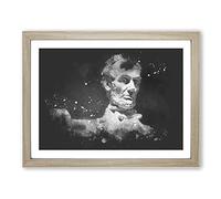 President Lincoln Memorial Paint Splash Modern Art Framed Print | A2 Oak Framed Wall Art | Ready to Hang | Modern Nature Picture | Living Room Bedroom Lounge Office