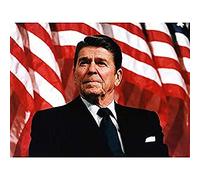 President Ronald Reagan Before American Flag Photo Unframed Wall Art Print Poster Home Decor Premium