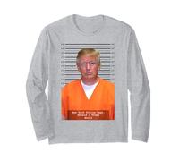 President Trump Mug Shot Range Jumpsuit Parody Behind Bars Long Sleeve T-Shirt