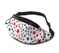 Presidents Day Red Blue Stars Adjustable Fanny Pack Waist Bags with Headphone Hole for Sports Workout Traveling Running