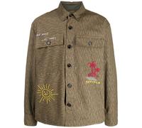 PRESIDENT'S motif-embroidered cotton shirt - Brown M-L