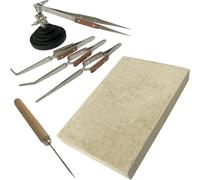 PRESIZE Jewellers Tools 3rd Hand Base VICE + 4 Angled, Wood Titanium Pick, 100x150x6 MAT Board Set Soldering Solder