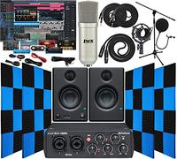 Presonus AudioBox 96 USB 2.0 Audio Interface with Eris E3.5 Pair Studio Monitors 24 Pack Acoustic Soundproof Studio Foam Wedges Sound Insulation Panels