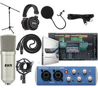 PreSonus AudioBox 96 USB 2×2 Interface Recording Bundle with LyxPro Cardioid Condenser Mic, HAS-10 Headphones, Pop Filter, Shockmount, Stand, XLR Cable & Studio One Artist Software Kit