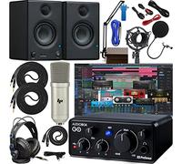 Presonus AudioBox GO Mobile 2x2 USB Audio Recording Interface with Creative Software Kit and Studio Bundle and Eris E3.5 Pair Studio Monitors and Adjustable Suspension Boom Arm + HD7 Headphones