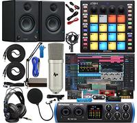 PreSonus Studio 24c 2x2 Audio/MIDI Interface Complete Studio Bundle with Software Kit, ATOM MIDI / Production Pad Controller, Eris E3.5 Pair Monitors & Adjustable Suspension Boom Arm + HD7 Headphones