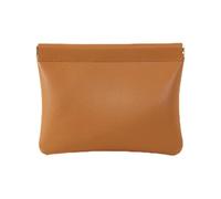 Press Closure Clutch Bag - Small Makeup Bag, Automatic Closure Coin Purse - PU Leather Makeup Pouch Without Zipper - Makeup Bag, Automatic Closure, Brown Large, riferimento alla descrizione