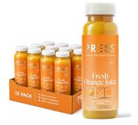 PRESS Cold Pressed Pure Orange Juice 12x250 | Freshly Squeezed No Additives | 100% fresh orange juice with no sweeteners or preservatives - a vibrant juice cleanse and pure orange daily boost
