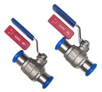 Press-FIT 22mm Lever Ball Valve Full Bore Isolation Valve Red/Blue Dual Handle WRAS Approved Pack of 2