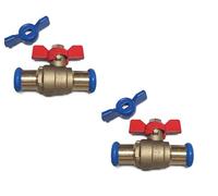 Press-FIT Butterfly Handle Ball Valve 15mm Full Bore Red Blue Isolation Valve WRAS Approved- Pack of 2