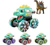 Press & Go Dino Truck Toy with Motion Activated Light, Light Up Monster Truck, Dinosaur Car with Led Wheel Lights, Realistic Chomping Motion, Safe & Durable - A Great Gift for Toddlers (green)