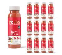 PRESS Healthfoods, 12 x 250ml Berry Boost, Cold Pressed Juice, Juice containing Strawberry, Apple, Lemon and Mint, Refreshing and Light Healthy Drink, Snack or Breakfast Smoothie