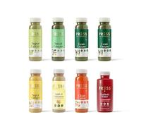 PRESS Healthfoods Intermediate 1-Day Juice Cleanse (8 Juices) | Meal Replacement for Weight Control & Diet | Low-Carb Celery, Green & Apple Juice, Milk & Water for Women & Men