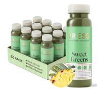 PRESS Healthfoods - Sweet Greens Juice 250ml (12 Pack) - Cold Pressed Green Juice with Kale, Spinach, Celery Cucumber, Apple, Lemon, 97 Calories, Healthy Drink Snack