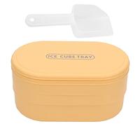 Press Ice Cube Tray 72 Cubes, Large Capacity Ice Maker with Storage Box, Easy Press Silicone Mold for Home Bar Party, Stackable Freezer Ice Bin with Lid, Food Grade Plastic and SIL (Yellow)