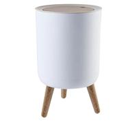 Press Lid Garbage Bin White Plastic High-capacity Household Trash Can