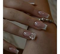 Press-On 24 Pieces Purple Aurora Borealis Style Butterfly Knot French Style Removable European Look Nails