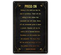 Press on By Calvin Coolidge Quote VerticalContemporary Novelty Retro Metal Tin Sign Funny Wall Decor Garage Bar Courtyard Living room 8x12 Inch