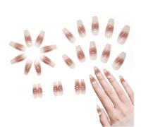 Press On False Nails - Fake French Pre-Shaped Adhesive Tip,24 Piece Fake Artificial False Nails - for Girls Home Manicure Party Dating Gathering Wedding Valentine's Day Salon