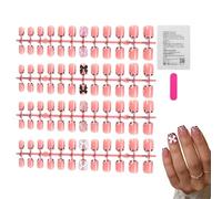 Press On False Nails Short 96 Pieces Pink Full Cover Stick On Fake