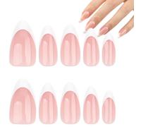 Press on Fre/nch Tip Nails,White Fake Nails,French Manicure False Nails,Fre/nch Manicure Press on Nails,No Need to Worry about The Nail Plates Cracking,Suitable for Professional Manicurists or Diy