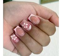 Press On French Tips Fake Square False With Coconuts Tree Designs Full Covers Artifical Acrylic