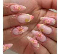Press-on Manicure Nails Almond Shape French Gradient False Tip Set