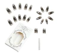 Press On Nail Black Gradient Star Fake Nail Black Gradient Full Cover Nail Stick Long Fake Nails for Women