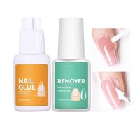 Press On Nail Glue - Acrylic 10ml Strong Adhesive Quick Dry | Press On Ñail Remover with Remover Kit, Long Lasting, Salon Use, Daily Home Repair, Travel | Women Girls Nail Care Beauty Beginner
