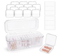 Press On Nail Orgnizer 14 PCS Clear Press On Nail Storage Boxes and 1 Big Storage box with 60 Pcs Adhesive Double Sided Tape,for Fake Nail Storage Display Salon