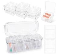 Press on Nail Storage Box,8 PCS Double Layer Press on Nail Case and 1 Big Storage Box with 60 Pcs Double Sided Adhesive Tape,Clear Acrylic Press On Nail Packaging Organizer for Fake Nail Display Salon