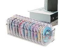 Press On Nail Storage Box, Jewelry Organizer Dustproof Case, Clear False Nail Holder Display Container with Compartments Pink Design, for Dressing Tables, Bedroom, Living Room, Vanity, Bathroom