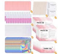 Press On Nail Tool Kit for Business - Prep Application Disposable Kit With File, Glue, Prep Pads, Instruction Card, Adhesive Tabs, Wood Stick, Holographic Bag (50pcs in Pink)